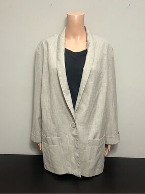Vintage Christy Girl New York One-Button Blazer Size 14 Beige Academia Neutral